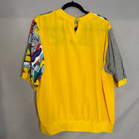 Vintage Brownstone Studio Blouse Jacket Set Yellow 2X Memphis Style Geometric - Picture 6 of 9